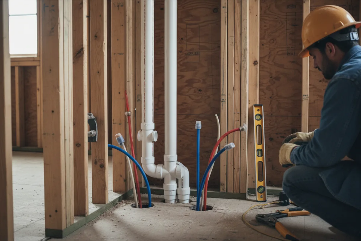 Drain and supply rough-in during Drain Cleaning in Smithfield